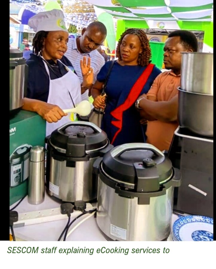 SESCOM staff explaining eCooking services to customers at the REA pavilion